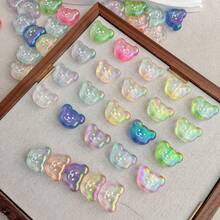 Solid Color Dripping Oil Smiling Face Acrylic Bear Head Pendant DIY Handmade Keychain Bag Hanging Accessories Gift Matching - Multicolor - View 4