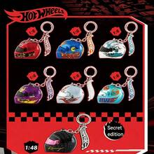 Mattel Hot Wheels - Speed Series Helmet Pendant Blind Box 1:48 7 Styles Metal Keychain Boy Toy Backpack Charm Motorcycle Enthusiast - Multicolor - View 4