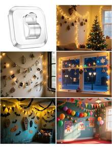10/20/30pcs Mini Light Hooks With Adhesive Strips Indoor String Light Clips | Transparent Small Non-Damaging Plastic Wall Hooks For Hanging Decor - Fairy Mini Christmas Light Line Hooks Clips For Decoration - View 2