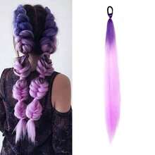 European And American Cross-Border Hot-Selling Rubber Band Ponytail Wig, Boxing Braid Colorful Elastic Rope Wig, Ponytail Hair Tie Hair Accessory - Maroon - View 18