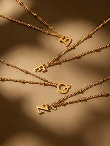 A Simple Stainless Steel 26 Letter Pendant Necklace For Women. - Multicolor - View 3