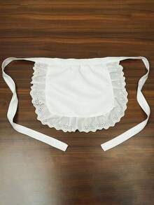 1pc Children's White Apron, Durable, Minimalist Waist Design [Floral Lace Style Randomly Shipped], Back To School, First Day Of School - Multicolor - View 16