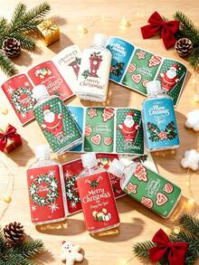 Christmas 3.4oz/100ml Clear Dispenser Bottle, Refillable Bottle, Liquid Lotion Packaging Bottle, With Exquisite Christmas Pattern, Storage Bag, Hand Soap Skincare Perfume Essential Oil Bottle. Holiday Party Gift Packaging Bottle. - Multicolor - View 3