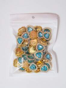 20/35/60/95pcs/Bag Mixed Color, Solid Color Heart-Shaped Rhinestone Decor With Gold Base, Suitable For Phone Cases, Bags, Shoes, Clothing Accessories And Jewelry Making DIY Crafts, Multiple Colors Available - Heart-shaped Diamond - View 70