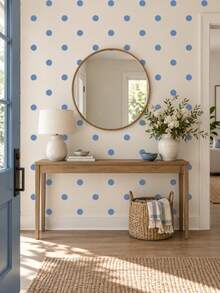 SUPSTICKER Soft Blue & Cream Self-Adhesive Wallpaper, 3 Patterns: Stripes, Plaid & Polka Dots, Suitable For Bedroom, Living Room & Study - 1PC - View 10