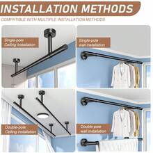 Clothing Rack, Balcony Drying Rack, Heavy Duty Round Metal Coat Rack, 45/59/74/88/103 Inch Modern Style Hanging Rod, Space-Saving Wall-Mounted Drying Rack, Suitable For Laundry Room, Closet, Matte Black - Heavy-duty Coat Rack - View 7