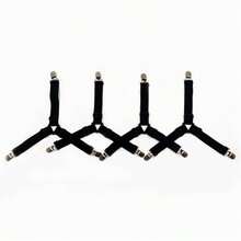 4pcs Black, White Adjustable Elastic Bed Sheets With Transparent Clips - Non-Slip, Easy To Clean Nylon Fasteners For Securing Bedding And Sofa Cushions - Multicolor - View 10