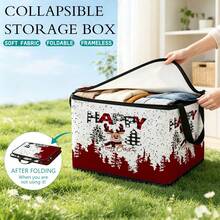 Thickened Storage Bag, Foldable Clothing & Bedding Storage Bag, Dorm Essentials, Suitable For Blankets, Bedding, Wardrobe, Under Bed And Dorm Storage, Ideal For Moving, Laundry And Space-Saving Room Organization, Christmas Edition Premium Digital Printed Pattern - Multi-color - View 4