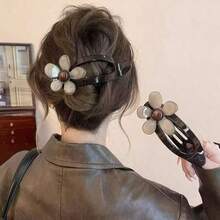Large Flower Alligator Hair Clip For Women, Comfortable Non-Snagging Back Of Head Hair Accessory, Elegant New Style Straight Claw Clip - Multicolor - View 6