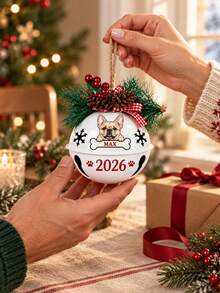 1件個性化寵物照片聖誕鈴鐺飾品，客製化2026鈴鐺，聖誕樹裝飾，聖誕星星鈴鐺飾品，鈴鐺飾品客製化，聖誕禮物 - 白色 - 查看 8