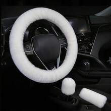 Set Sarung Setir Mobil Mewah Musim Dingin, Sarung Rem Tangan & Tuas Persneling Elastis, Aksesori Interior Mobil Anti-Selip Hangat Universal - MultiWarna - View 13