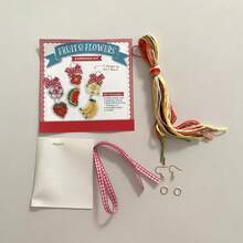 DIY Cross Stitch Earrings, Watermelon, Banana, Strawberry, Floral Embroidery Patterns, Handmade Earrings Free Matching - A - View 4