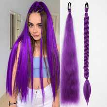 European And American Cross-Border Hot-Selling Rubber Band Ponytail Wig, Boxing Braid Colorful Elastic Rope Wig, Ponytail Hair Tie Hair Accessory - Maroon - View 3