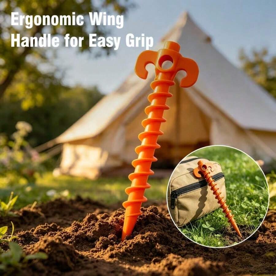 24pcs Heavy-Duty Screw-In Tent Stakes - Spiral Tip Suitable For Tents, Canopies, RV, For Power Drill Installation, Outdoor Camping Pegs For Soil, Sand, Grass, Rocky Terrain - A - View 1
