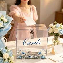 Blue Small Forget-Me-Not, Fresh Wedding Floral Elegant, Cross-Border Hot-Selling Gift Card Box, Used For Wedding Banquet, Wedding Party, Sign-In - 1PC - View 2