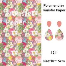 Floral Pattern Polymer Clay Earrings Water Transfer Paper, Soft Clay Jewelry Handmade Transfer Stickers, Handmade Shaping Decorative Craft Materials, Vintage Rose And Bird Pattern, DIY Pendant Jewelry Creation, Handmade Ceramic Decoration Consumables, No Battery Required, Simple And Convenient To Use. - Floral Pattern - View 7