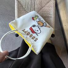 1 قطعة حقيبة قماشية مخططة بتصميم Snoopy، حقيبة كتف بسعة كبيرة، حقيبة يد متعددة الوظائف لطيفة، مناسبة للعمل والترفيه والسفر والمدرسة، هدية مثالية لعيد الميلاد وعيد الحب وعيد الأم - مشاهدة 8
