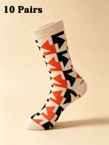 Kaos Kaki Pria Abu-abu Motif Argyle Patchwork dengan Manset Bergaris, Bahan Katun, Menyerap Keringat, Bernapas, Gaya Bisnis Inggris, Panjang Setengah Betis, Cocok untuk Perjalanan ke Kantor - MultiWarna - View 6