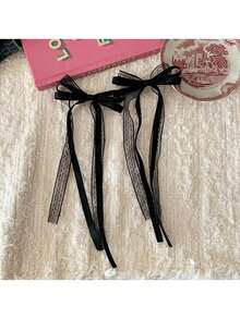 2pcs Lace Ribbon Bow Hair Clips, Women's Hairband And Ponytail Hair Clips Decoration, High-End Hair Accessories - White - View 13