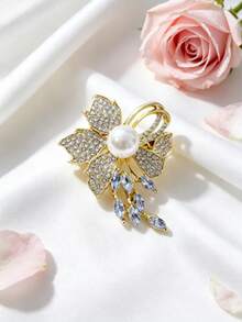1pc Exquisite Floral Pearl Decorated Brooch, Elegant Luxury Fashion Women's Lapel Pin, Suitable For Wedding, Banquet, Daily Wear, Party Fashion Decorative Accessory - Multicolor - View 9