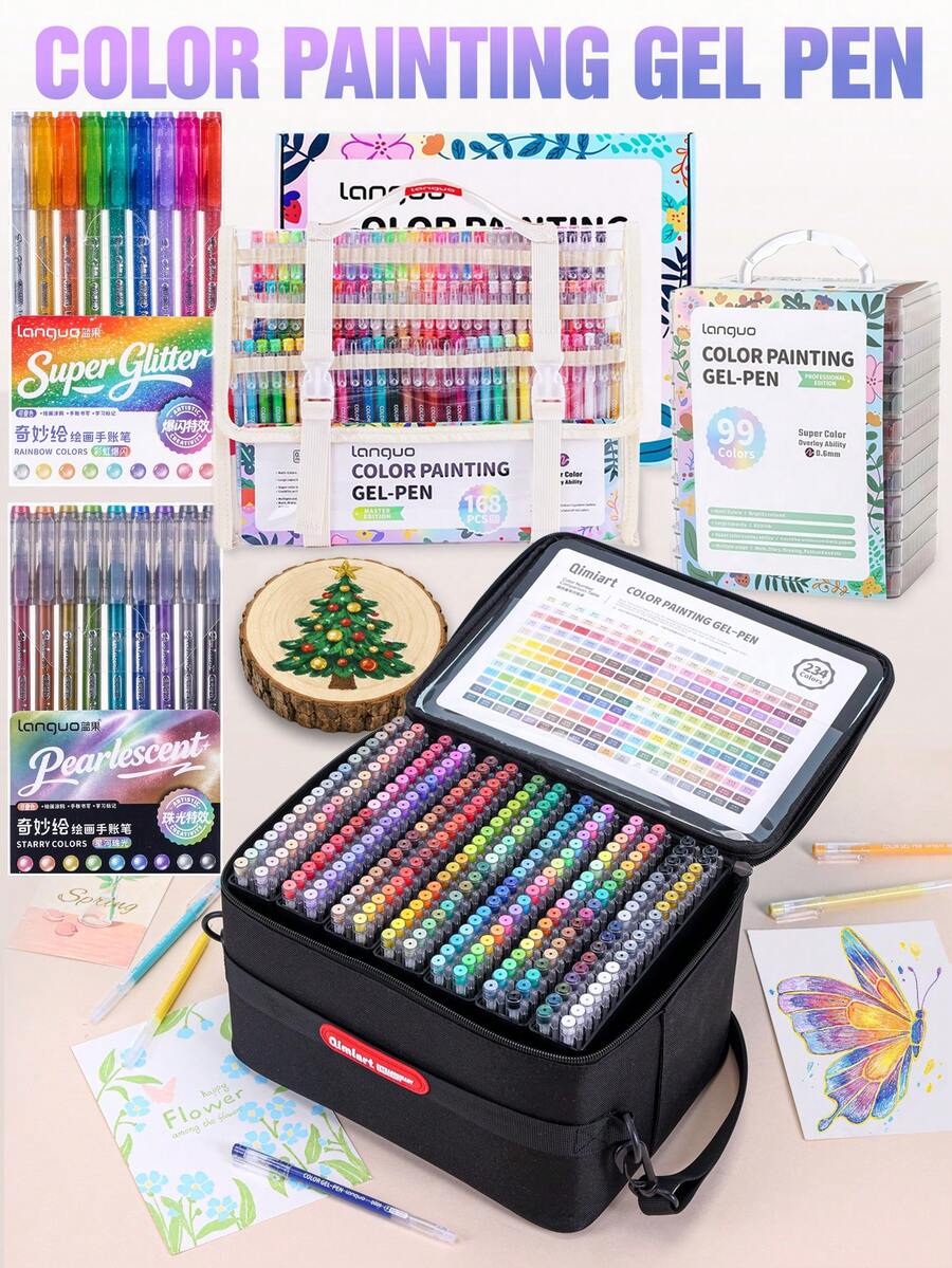 Languo 9/45/72/99/144/168/252pcs Set Large Capacity Journaling Pens, Colorful Gel Pens, 0.6mm Neutral Pens For Student Drawing, Suitable For Note-Taking, Daily Writing, Layered Painting, Coloring And More, Perfect For Hand Drawing And Other Uses. Especially Suitable As Gifts For Boys/Girls Students, Essential Back To School Stationery.