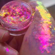 1pc Red Aurora Brocade Opal Powder, Ethereal Gradient Iridescent Dichroic Glitter, Spring/Summer Popular Color Mirror Powder - Multicolor - View 3