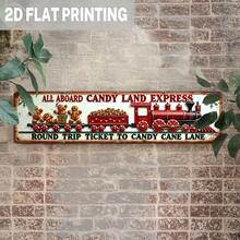 لوحة معدنية مسطحة الأبعاد، قطعة واحدة بتصميم عتيق "All Aboard Candy Land Express"، ديكور جداري بموضوع عيد الميلاد، مناسبة للمنزل وغرفة المعيشة والمطبخ، هدية عيد الميلاد، لوحة زخرفية (نمط عشوائي) - A - مشاهدة 3