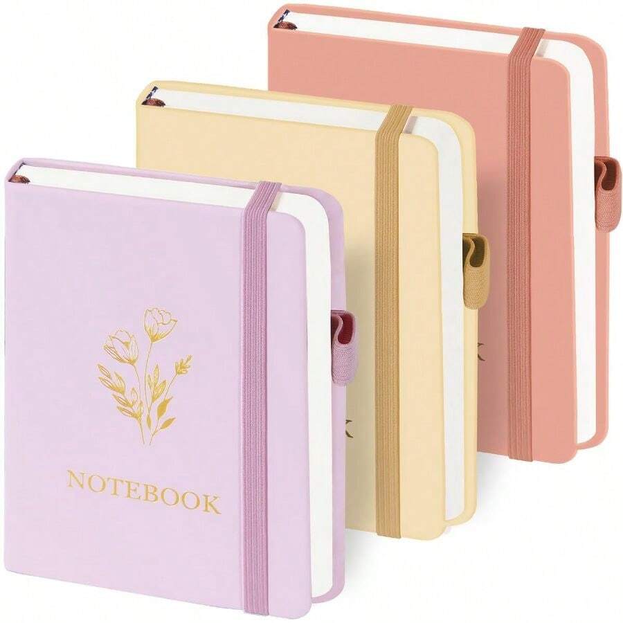 3Pcs Cuaderno de Bolsillo, Cuaderno A6, 200 Páginas Premium Cuaderno Rayado - A6 - Ver 1