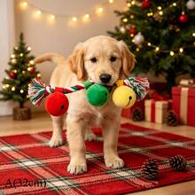 Christmas 4 Styles Pet Toy Set, 12cm/32cm/10*28cm/10*26cm,Sloth Santa, Bauble, Christmas Tree, 3-Color Bell Rope, Plush Squeaky Durable Dog Holiday Toy - Multicolor - View 4