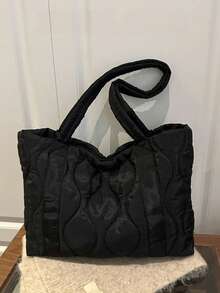 Tote Bag,3D Quilted Body With Strap,Lightweight & Comfortable To Carry.Large Capacity Store,Minimalist & Elegant For Daily Commute,Shopping,Travel - Black - View 9
