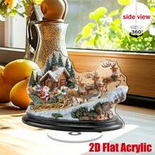 2D Flat Rotating Santa Claus Statue, Sitting On Sleigh With Reindeer, Depicting Snowy Forest Pine Trees And Santa Claus Driving Sleigh Scene, Rotating Base Allows 360 Degree Rotation Display - C - View 4