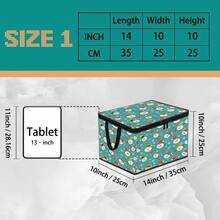 1pc 2DFat. Thickened Foldable Zipper Storage Box, Green Cartoon Snowman Full Print Design, Can Store Clothes, Bedding, Nail Tools, Holiday Miscellaneous Items, Fits Under Bed, Suitable For Bookshelf Organization, Car Trunk Storage, Cosmetics, Hair Styling Tools, Office, Home Organization, Blankets, Daily Small Items Large Capacity Storage, Wardrobe Placement And Moving Packing, Zipper Closure Secure Handle Reinforced Weight-Bearing Durable - Multi-color - View 10