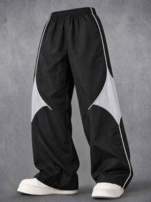 1pc Boys' Creative Outdoor Casual Commute Comfortable Fashion Versatile Personalized Minimalist Long Pants - Black - View 8