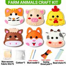 6Pcs Farm Animals Felt Sewing Craft Kit For Kids, DIY Handmade Animal Keychain Pendant Making Set, Comes With Needles, Sewing Thread & Bead Chains(Color Random),Educational Beginner Sewing Art Craft Supplies,Birthday Holiday Gift For Boys Girls - Multicolor - View 10