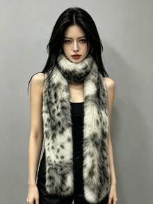 Women's Leopard Print Scarf, Fashionable Neck Scarf And Collar Style Winter Accessory, Long Animal Pattern Shawl, Suitable For Autumn/Winter Outfits, Soft Touch Layering Piece, Applicable For Daily Wear, Street Style, Travel, Holidays, Parties, Gifts And Cold Weather Styling - Multicolor - View 4