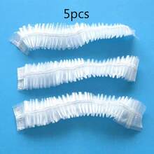1/50/100pcs Disposable Shower Caps, Unisex Large Waterproof Plastic High Elasticity Salon Grade Hair Caps, Suitable For Thick Curly Long Hair, Mixed White, Travel Spa Home Salon Deep Hair Care - Multicolor - View 8