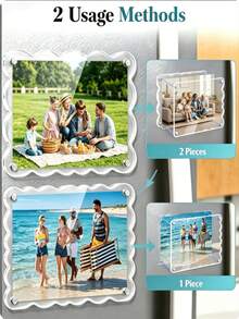 9/4/2pcs Acrylic Magnetic Refrigerator Photo Frames, 2.6 X 3.9 Inch Transparent Wavy Edge Acrylic Photo Frames, Suitable For Mini And Wallet Size Photos, Transparent Refrigerator Magnet Photo Display Stand, Wallet Size Photo Frame, Refrigerator Decoration - Multicolor - View 3