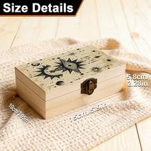 1pc Handmade Wooden Storage Box With Mystical Eye And Celestial Pattern, Gift Storage Box, Small Accessory Organizer, Desktop Organizer Keepsake Box, Spiritual Altar Decor, Jewelry Collection Box, Bohemian And Gothic Home Decor - Multicolor - View 3