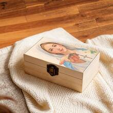 1pc Handmade Wooden Storage Box With Watercolor Illustration, Gift Storage Box, Prayer Box, Small Jewelry Organizer, For Home Decor, Prayer Space, Gift Memorial Box, Rustic And Spiritual Home Decor - Multicolor - View 4
