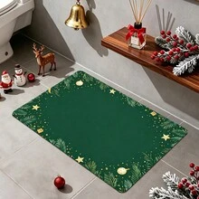 1pc Green Christmas Diatomaceous Earth Absorbent Mat, Washing Machine Pattern Top Cover Pad, Non-Slip Rubber Bottom, Quick-Dry Drainage Mat, Multi-Purpose Protective Pad For Washing Machine, Dryer, Refrigerator, Coffee Station, Modern Kitchen And Laundry Room Home Decor - Green - View 4