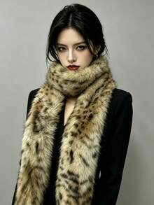 Women's Leopard Print Scarf, Fashionable Neck Scarf And Collar Style Winter Accessory, Long Animal Pattern Shawl, Suitable For Autumn/Winter Outfits, Soft Touch Layering Piece, Applicable For Daily Wear, Street Style, Travel, Holidays, Parties, Gifts And Cold Weather Styling - Multicolor - View 3