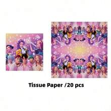 50/20/10/1pc/K-POP Girl Group Theme Disposable Tableware Set [7-Inch Paper Plates, 9-Inch Paper Plates, Napkins] - Suitable For 10 People, Perfect For Birthday Parties, Weddings, Theme Parties, Family Picnics - Multicolor - View 10