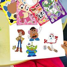 8pcs DIY Sticker Set, Fun Educational Puzzle Stickers, Rich Patterns For Hands-On Interactive Craft Creation, DIY Craft Material, Classic Cartoon Character Designs, Vibrant Colors, Easy To Use, Suitable For Planner Decoration, Scrapbook Creation, Daily Small Gifts, Birthday Presents, Holiday Gifts - Multicolor - View 5