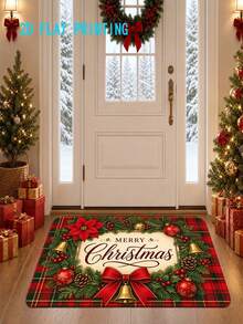1pc 2D Printed Christmas Style Entry Mat, Non-Slip, Machine Washable, Easy To Clean Velvet Carpet, Suitable For Home And Outdoor Decor, Applicable To Entryway, Bedroom, Balcony, Gift Home Accessories/Holiday Decor/Home Decor - A - View 2