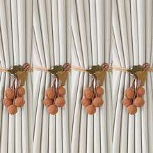Handmade Fabric Cherry Curtain Tieback Rope, Cute Fruit Shape Window Curtain Holdback, Decorative Curtain Tie For Bedroom, Living Room, Farmhouse Home Window Decoration - Hawthorn Flower Lace-up - View 7