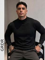 Suéter de cuello alto falso minimalista de unicolor casual para hombre otoño/invierno GRDR
