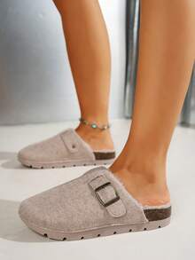 Women's Fashionable Outdoor Commute Daily Home Casual Comfortable Warm Slippers, Autumn/Winter - Beige - View 4