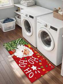 1pc Red Christmas Door Mat, Funny Cute Santa Claus Non-Slip Welcome Mat For Front Door Entryway Floor Hallway Laundry Room Kitchen Sink, Winter Holiday Decor - A - View 10