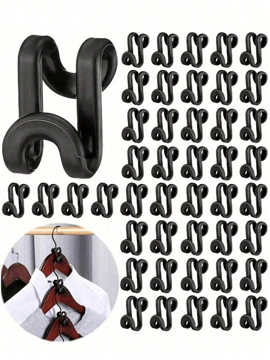 20pcs Hanger Connector Hooks, Heavy Duty Plastic Cascade Mini Hooks, Closet Space-Saving Organizer, Multi-Functional Wardrobe Organizer Accessories, Bathroom Accessories, Bathroom Tools, Back To School - Multicolor - View 1