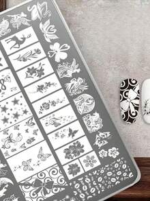 Girl's Heart Nail Art Stamping Plates, Butterfly Fairy Swan Unicorn Patterns, Ethereal And Beautiful Floral Designs, Even Printing, Reusable, Nail Art Essential, Clear Printing, Nail Art Tool Accessories, Nail Art Stamping Templates - Multicolor - View 1